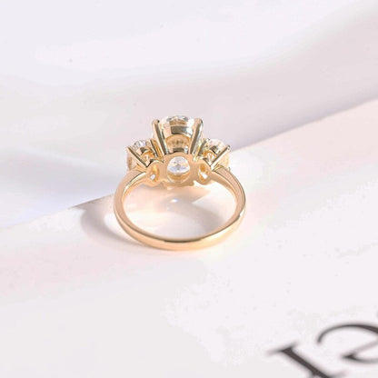 Stunning 1.0 - 2.0 CT Oval Moissanite Engagement Ring with Three Stone Design 5