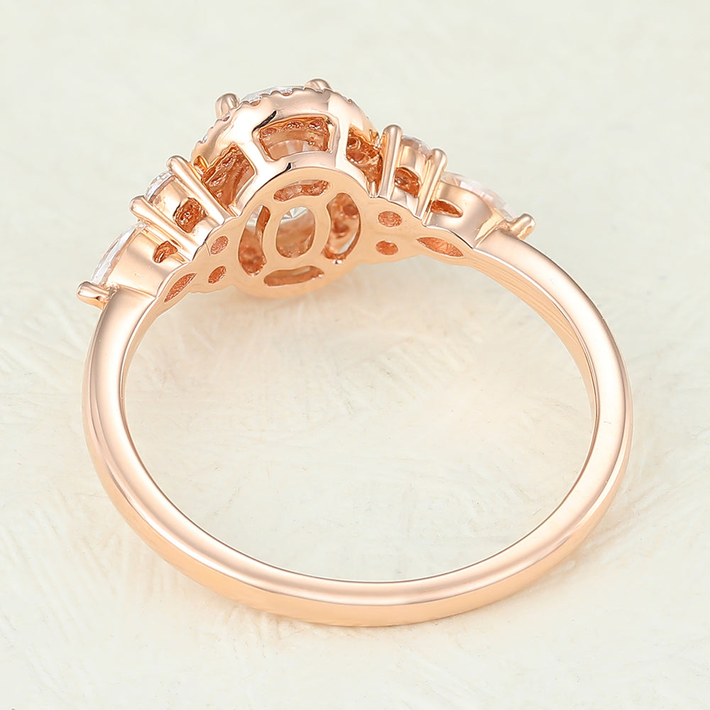 0.84 CT Oval Cluster Lab-Grown Diamond Engagement Ring