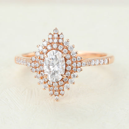 0.43 CT Oval Cluster Lab-Grown Diamond Engagement Ring