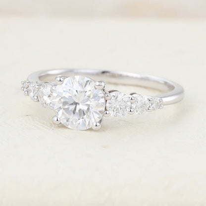 0.88 CT Round Pave Lab-Grown Diamond Engagement Ring