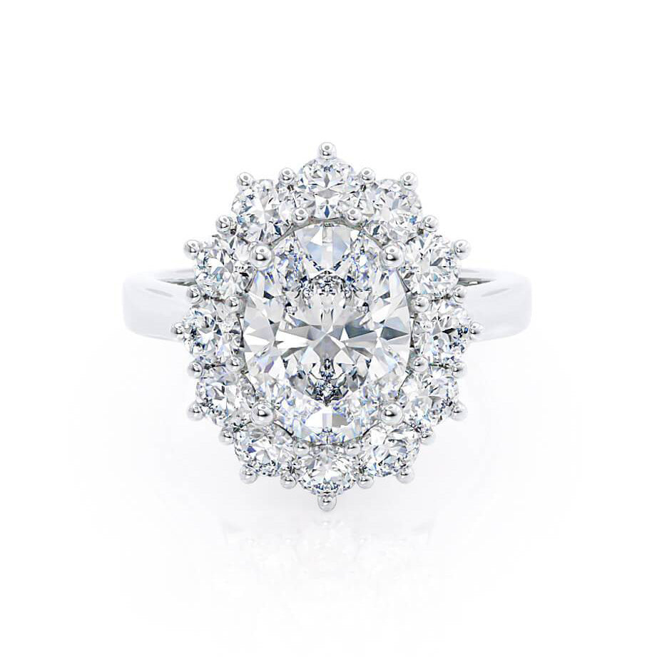 2.1 CT Oval Halo Lab Grown Diamond Engagement Ring
