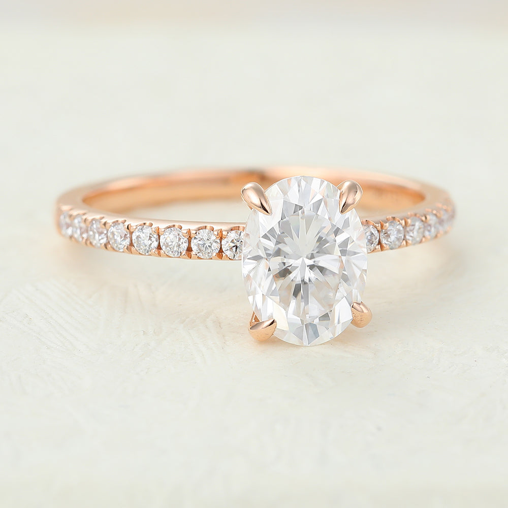 1.33 CT Oval Pave Lab-Grown Diamond Engagement Ring