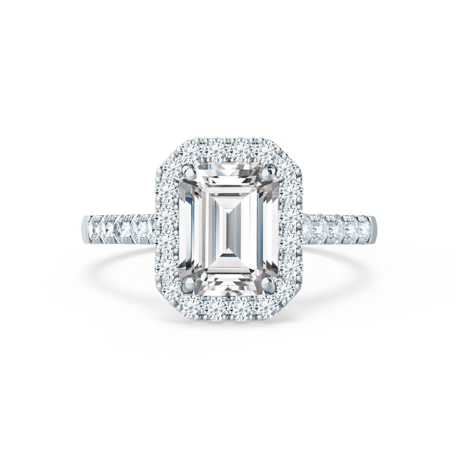 1.75 CT Emerald Halo & Pave Lab Grown Diamond Engagement Ring