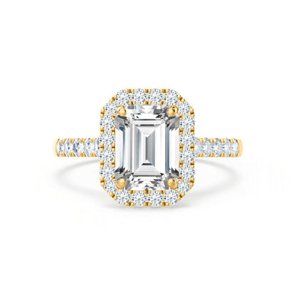 2 CT Emerald Halo & Pave Lab Grown Diamond Engagement Ring