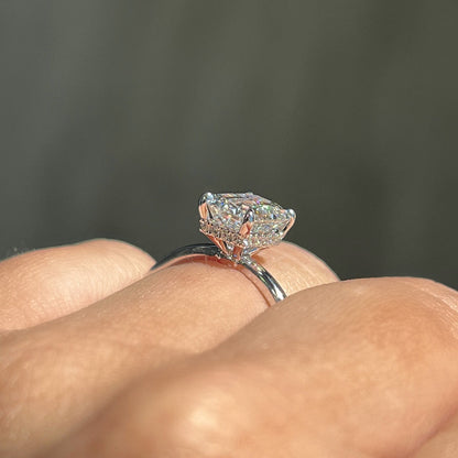 Stunning 1.70 CT Emerald Moissanite Engagement Ring with Hidden Halo Design 4